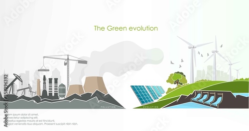 evolution of renewable energy concept of greening of the world