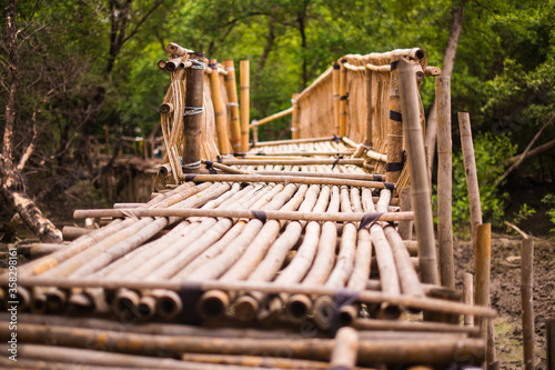 A wooden bridge at a fishing village 