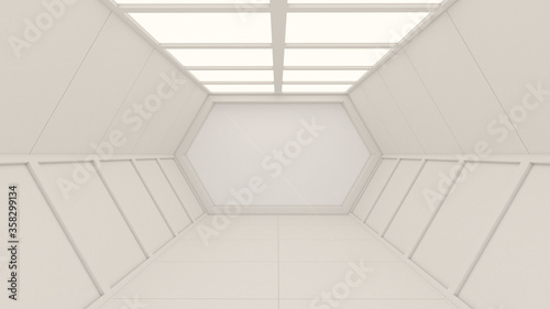 3d rendering of abstract lighting in background  Hexagon shape on a white and grey background  mock up in white screen