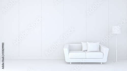 Tableau sur toile 3d rendering of modern living room and copy space, mock up in white screen