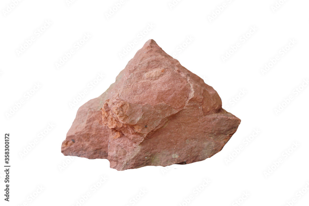Raw of red shale rock isolated on a white background.
