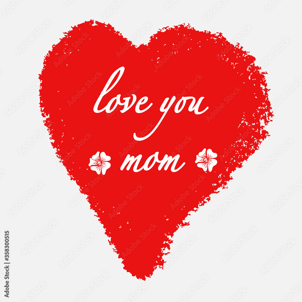 Fototapeta red heart, valentine, greeting card, thank you, mother's day, father's day, holiday, recognition, love. Trend vector illustration.