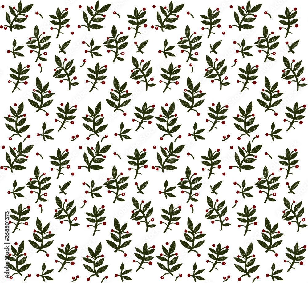 beautiful botanical pattern with tree sprigs and berries on a white background. Seamless vector pattern for wallpaper, fabrics, prints. beautiful botanical pattern with tree sprigs and berries on a white background. Seamless vector pattern for wallpaper, fabrics, prints.