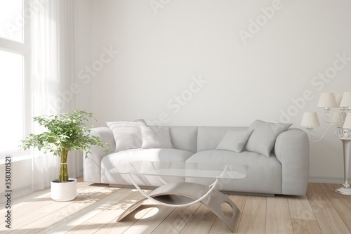 modern room with sofa,lamp and table interior design. 3D illustration © ALIAKSANDR
