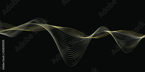abstract gold wavy lines modern vector background	