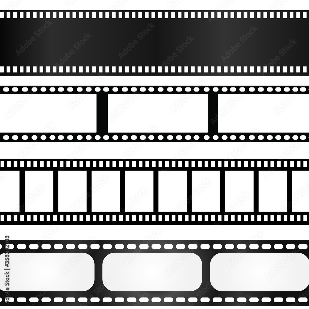 Set of film strip frame, vector template illustration