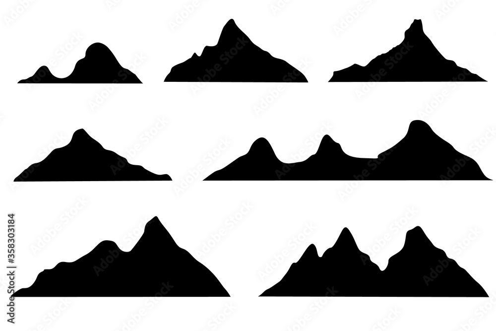 Naklejka Silhouettes of mountains on a white background