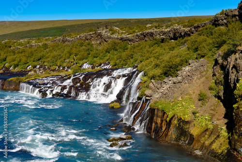 Hraunfossar waterfalls (Borgarfjordur, Iceland),