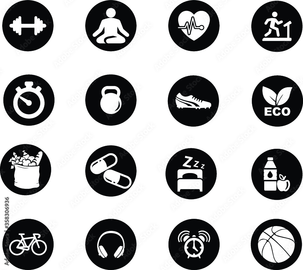 Fitness and health icon set vector all are 16 icons Fitness and health icon set vector all are 16 icons