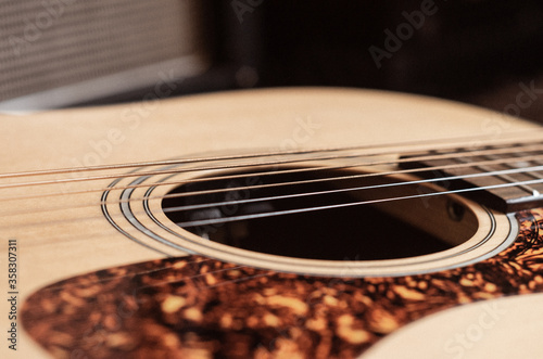 Acoustic Guitar on Black Background