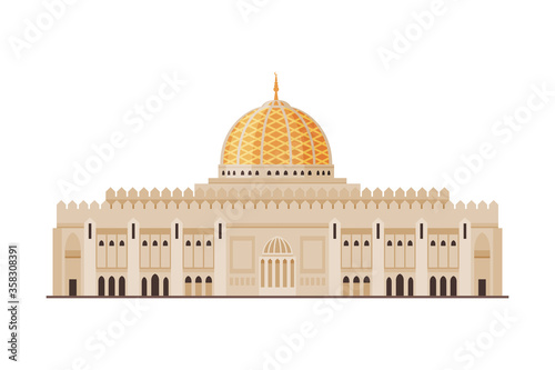 Muscat City Historical Building, Oman Country Famous Landmark Flat Vector Illustration