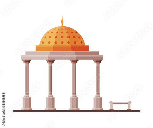 Travel to Oman Landmark, Muscat City Famous Architectural Object Flat Vector Illustration