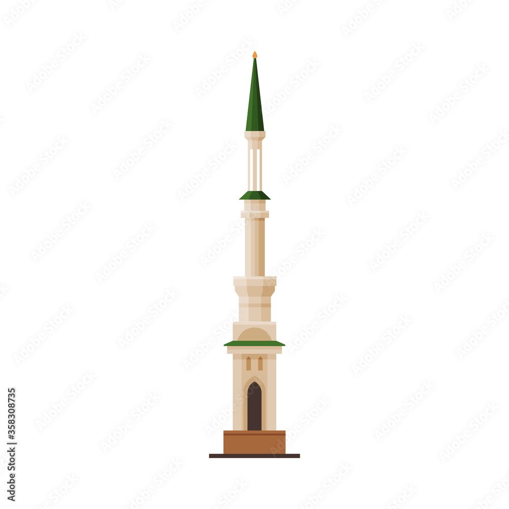 Mosque Cuba Minaret, Muscat City Architecture, Travel to Oman Famous Landmark, Historical Building Flat Vector Illustration Mosque Cuba Minaret, Muscat City Architecture, Travel to Oman Famous Landmark, Historical Building Flat Vector Illustration