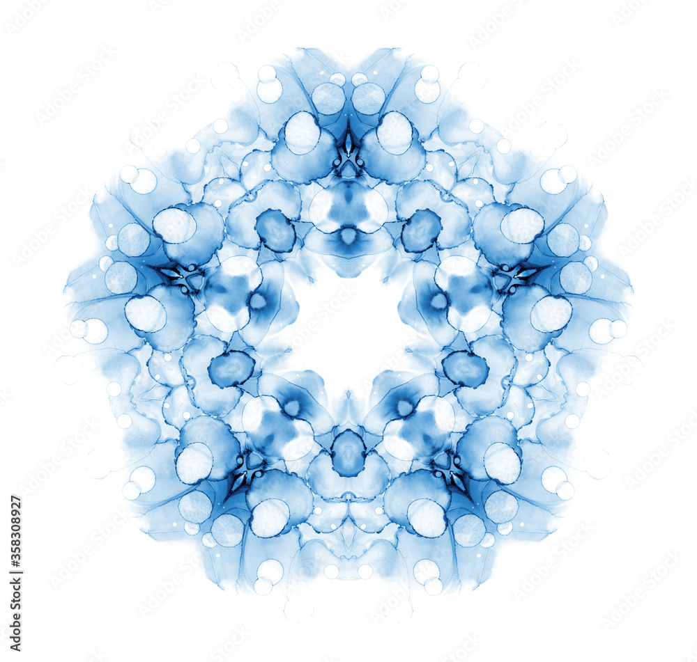 Obraz premium Delicate watercolor snowflake pattern isolated on white background.