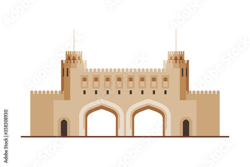 The National Museum, Muscat City Architecture, Travel to Oman Famous Landmark, Historical Building Flat Vector Illustration