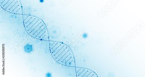 Science template, abstract background with a DNA molecules. Vector illustration.