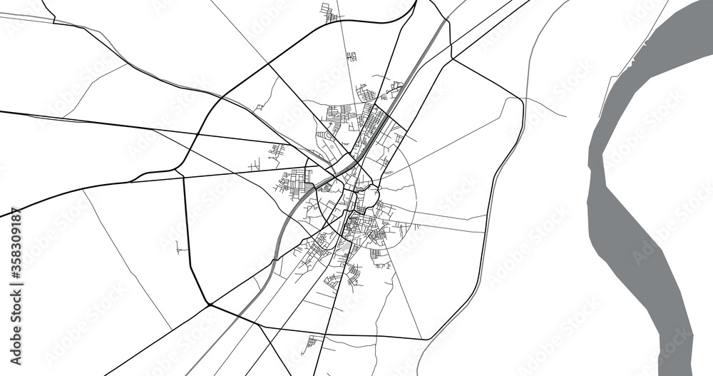 Urban vector city map of Larkana, Pakistan, Asia.