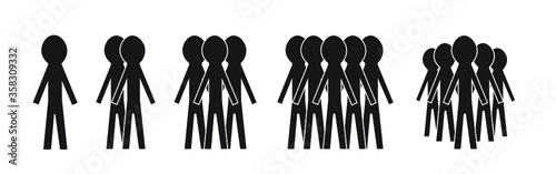 People icon set. Group of team icons isolated on a white background. Business team icons collection. Crowd of people black silhouettes simple. Team icons in flat style.