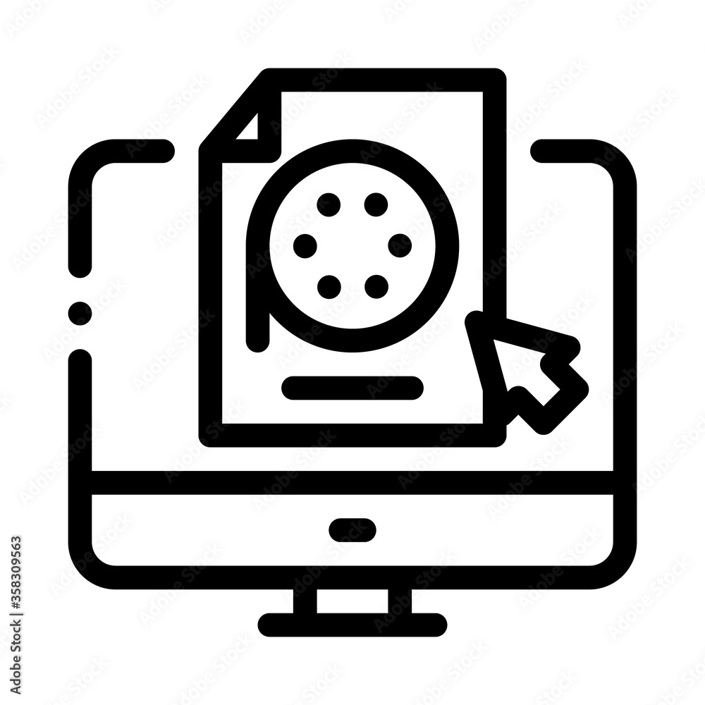 selection of video document on computer icon vector. selection of video document on computer sign. isolated contour symbol illustration selection of video document on computer icon vector. selection of video document on computer sign. isolated contour symbol illustration