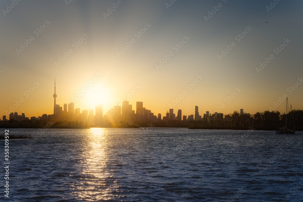 A beautiful summer view of sunset of Toronto skyline, Ontario, Canada
