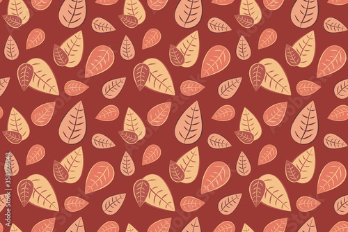 Stylish vector brown leaves seamless pattern in autumn palette. Hand drawn illustration for wallpaper, fabric, textile, cover, calendar, banner.