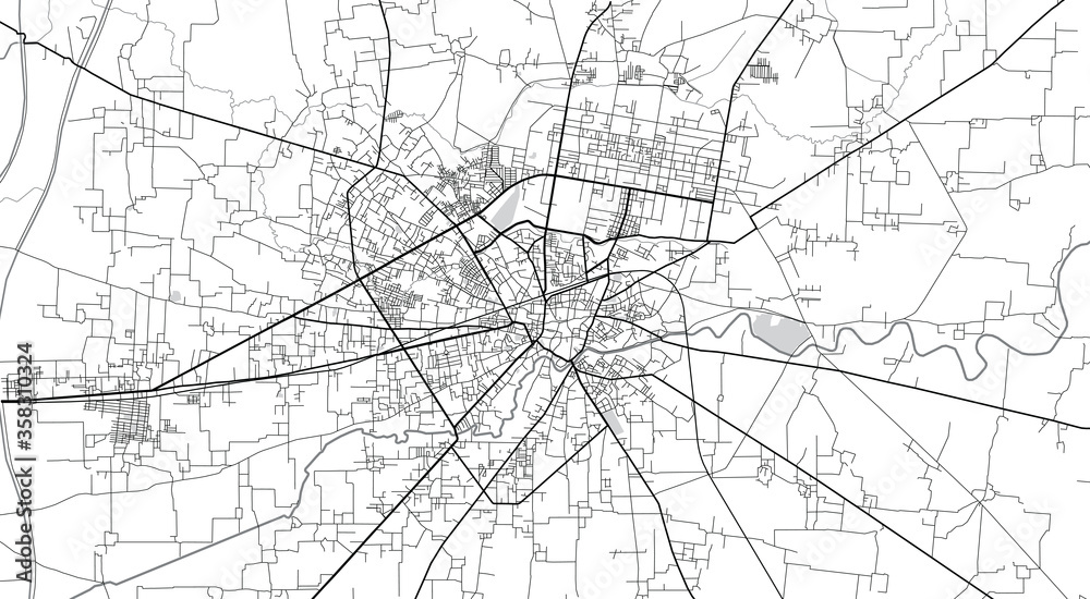Urban vector city map of Siakot, Pakistan, Asia.