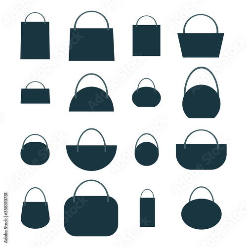 Simple set of women's handbag icons. Vector.