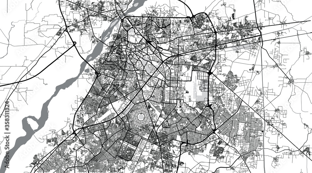 Urban vector city map of Lahore, Pakistan, Asia.