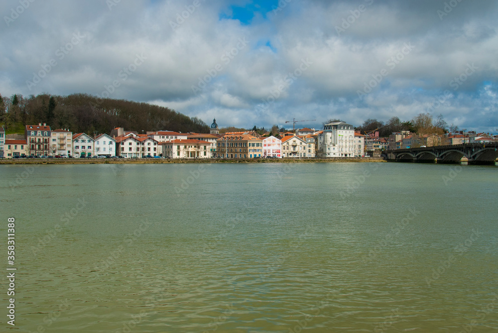 Houses on the river Adour in Bayonne