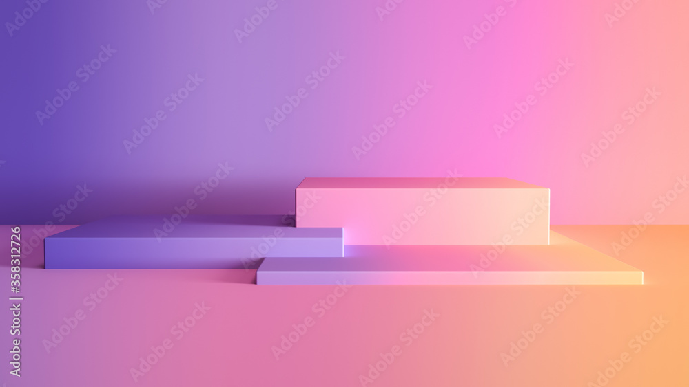 3D rendered gradient cubes in soft pastel colors. Geometric shapes composition with empty space for product design show. Minimalistic banner background. 3D rendered gradient cubes in soft pastel colors. Geometric shapes composition with empty space for product design show. Minimalistic banner background.