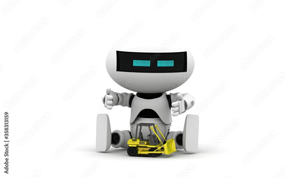 Robot 3d rendering illustration on white background. Droid 3d rendering. Technic science and futuristic background. Robot 3d rendering illustration on white background. Droid 3d rendering. Technic science and futuristic background.