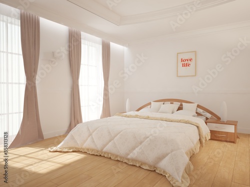 modern bedroom interior design. 3D illustration