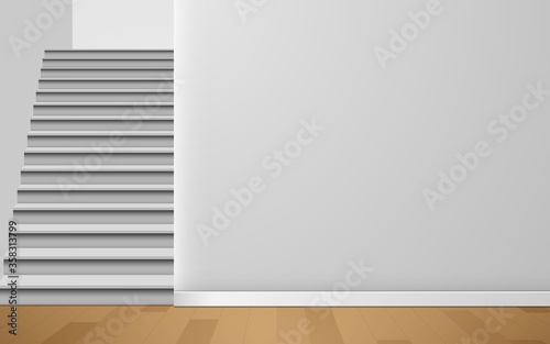 white staircase in the white room