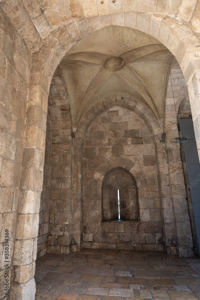 The fragment of the Jaffa Gate in the old city of Jerusalem, in Israel