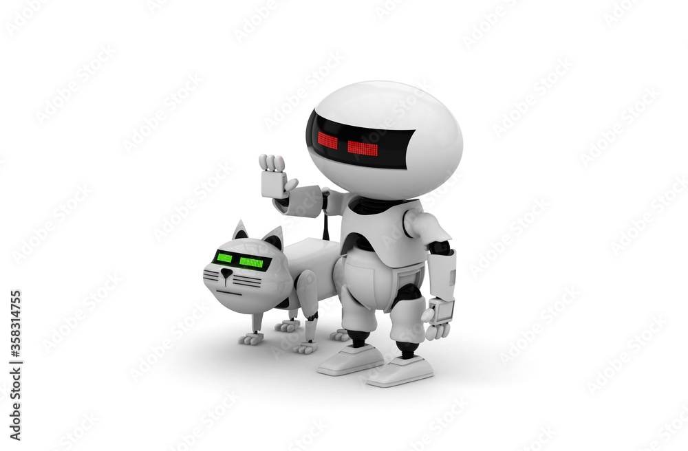 Robot cat. 3d rendering illustration. Isolated on white. Kitten 3d. Droid. 3d render. White cat. Robotic pet. Humanoid. Cyborg. Pet shop. Modern technology. Future. Animal. Mechanical. Futuristic. Robot cat. 3d rendering illustration. Isolated on white. Kitten 3d. Droid. 3d render. White cat. Robotic pet. Humanoid. Cyborg. Pet shop. Modern technology. Future. Animal. Mechanical. Futuristic.
