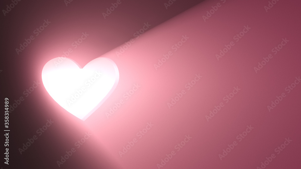 Luminous heart shape. Abstract background. Copy space.