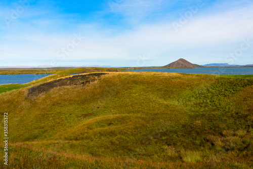Nature of Skutustadagigar, area famous by geologiacal features and views in Iceland