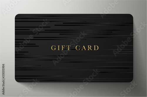 Gift card with horizontal lines on back background. Dark template useful for any invitation design, shopping card (loyalty card), voucher or gift coupon