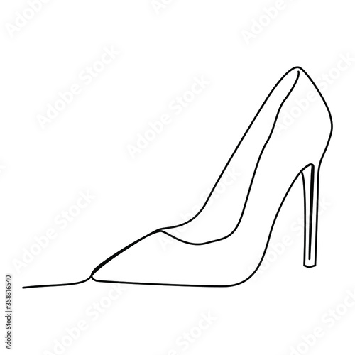 one line continuous drawing a high heel shoe