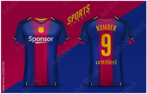 t-shirt sport design template, Soccer jersey mockup for football club. uniform front and back view.