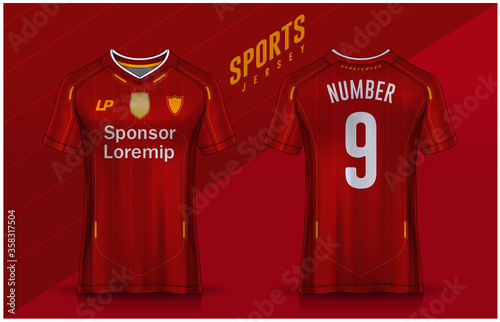 t-shirt sport design template, Soccer jersey mockup for football club. uniform front and back view.