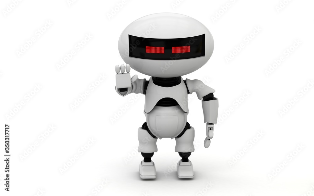 Robot 3d rendering illustration on white background. Droid 3d rendering. Technic science and futuristic background. Robot 3d rendering illustration on white background. Droid 3d rendering. Technic science and futuristic background.