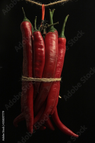 fresh organic peppers on a black background