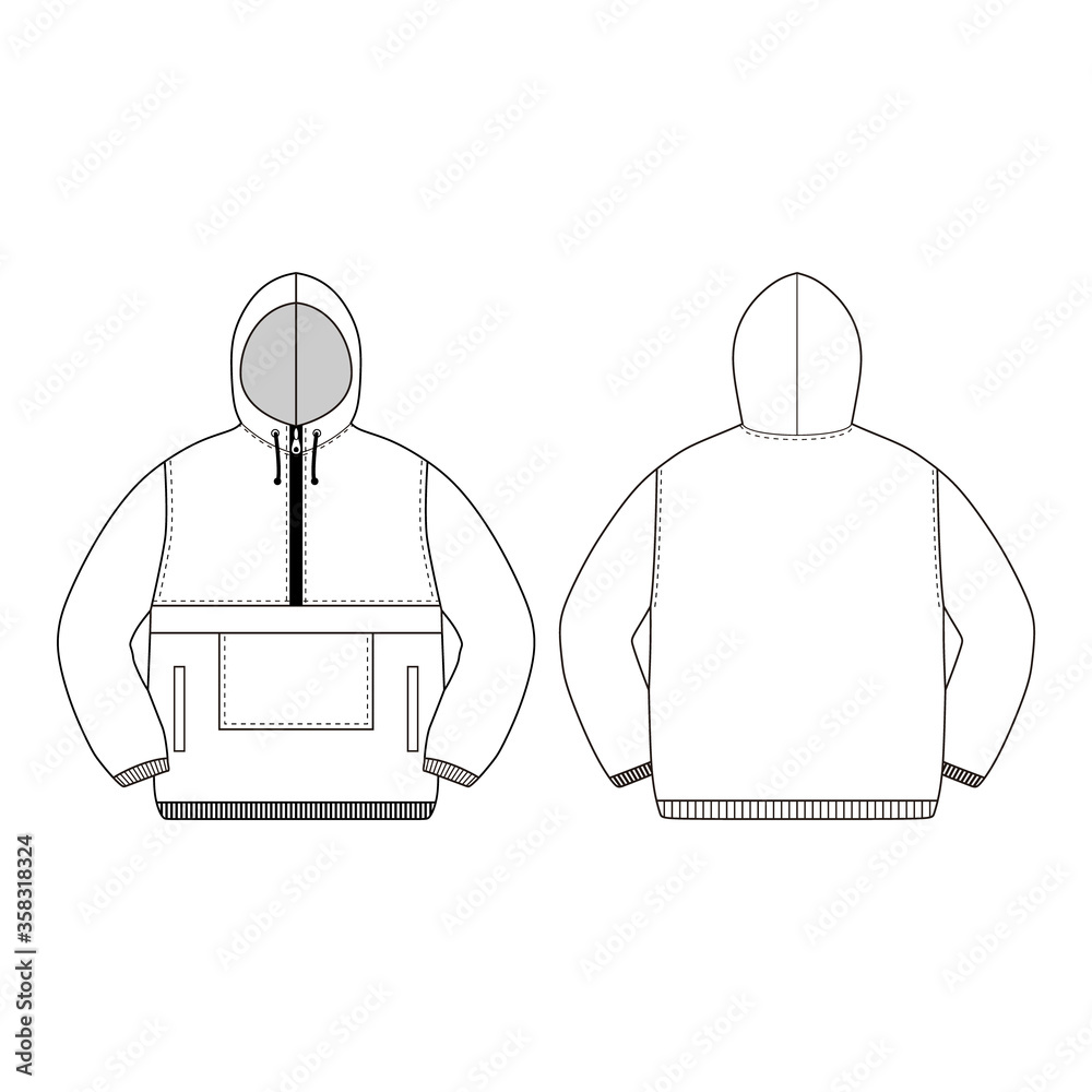 Anorak vector illustration flat outline template clothing collection