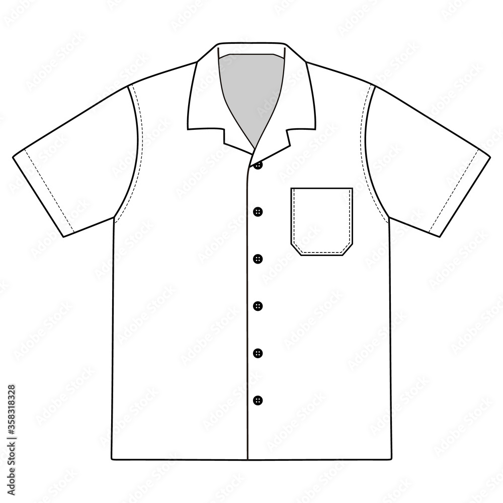 Bowling shirt vector illustration flat outline template clothing ...