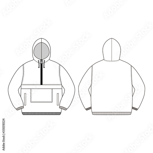 Anorak vector illustration flat outline template clothing collection top
