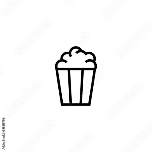 pop corn icon line in black line style icon, style isolated on white background