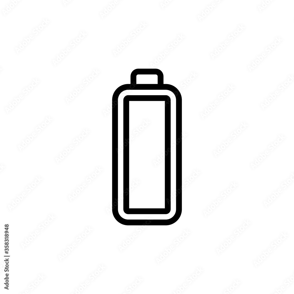 Battery Icon in black line style icon, style isolated on white background Battery Icon in black line style icon, style isolated on white background