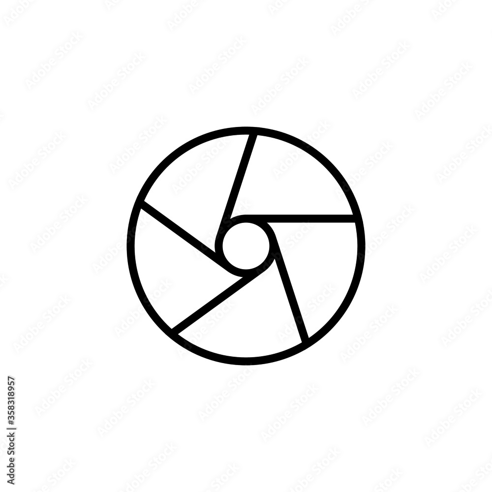 camera shutter icon in black line style icon, style isolated on white background camera shutter icon in black line style icon, style isolated on white background