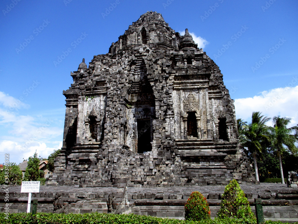 Kalasan Temple (Candi) is a cross shaped Javanese heritage Buddhist stone temple located at Sleman, Yogyakarta, Central Java, Indonesia landscape daytime shot.